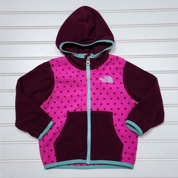 The North Face Infant Glacier Full Zip Polka Dot Fleece Jacket - Picture 1 of 7